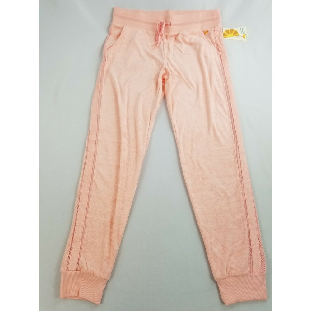 C&C California women sweatpants track pants pockets UM1219D pink sz L $79